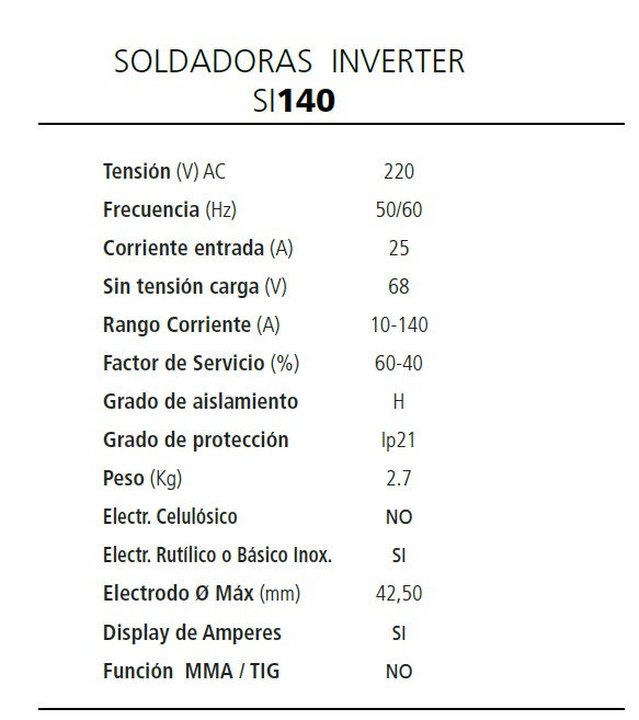 SOLDADORA INVERTER PEGASO 140