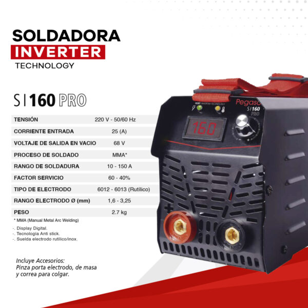 SOLDADORA INVERTER PEGASO  160 PRO