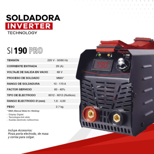 SI190_1 SOLDADORA INVERTER PEGASO 190 PRO