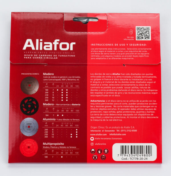 DISCO ALUMINIO Y MADERA - 180?2.2?1.5?48T ? Int. 20mm + (Buje reducci?n  20-15.88mm)