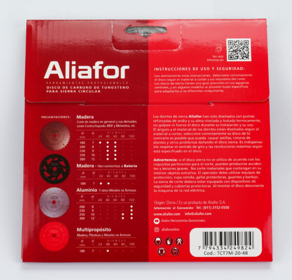 DISCO ALUMINIO - 230?2.4?1.6?100T ? Int. 25.4 + (2 Bujes reducci?n 25.4-20mm / 25.4-15.88mm)