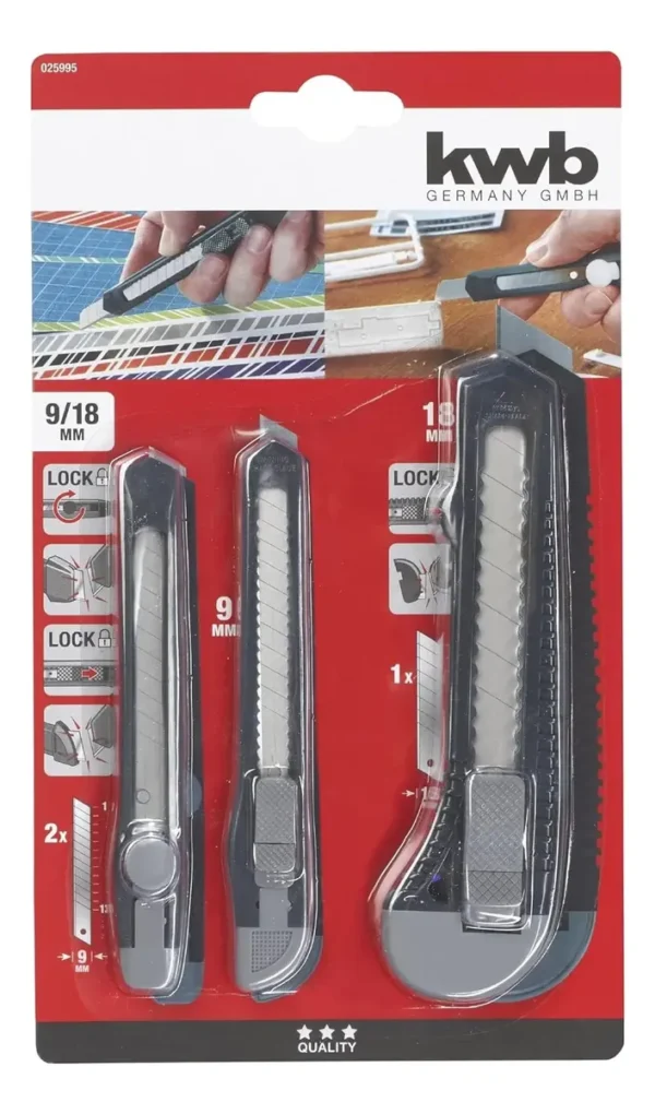 49025995 1 SET DE CUTTERS CON CUCHILLA, 3 PIEZAS