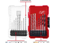 SET DE MECHAS 16 PZS. ENCASTRE HEXAGONAL: 5 para metal de g 2 / 3 / 4 / 5 / 6 mm, 5 para madera de 3 / 4 / 5 / 6 / 8 mm y 6 para piedra de  3 / 4 / 5 / 6 / 8 mm