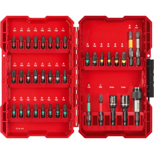 KIT DE PUNTAS Y ACCESORIOS - 37 PIEZAS Contiene puntas, porta puntas de cambio r?pido ? Puntas robustas mediante zona de torsi?n y acero modificado