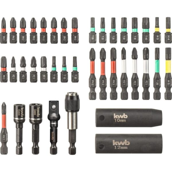49109010 3 KIT DE PUNTAS Y ACCESORIOS - 39 PIEZAS. Contiene puntas, 2 llaves de vaso, porta puntas de cambio r?pido ? Puntas robustas mediante zona de torsi?n y acero modificado