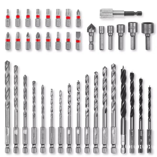 SET DE PUNTAS Y MECHAS 40 PZAS - Contiene puntas y mechas, avellanador, boca llaves, porta puntas