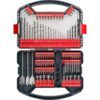 49109110 1 Set de 101 piezas. Incluye mechas para madera, metal y piedra, porta puntas, puntas varios encastres, llaves vaso para tuercas, mechas pala, fresador, tope de mecha