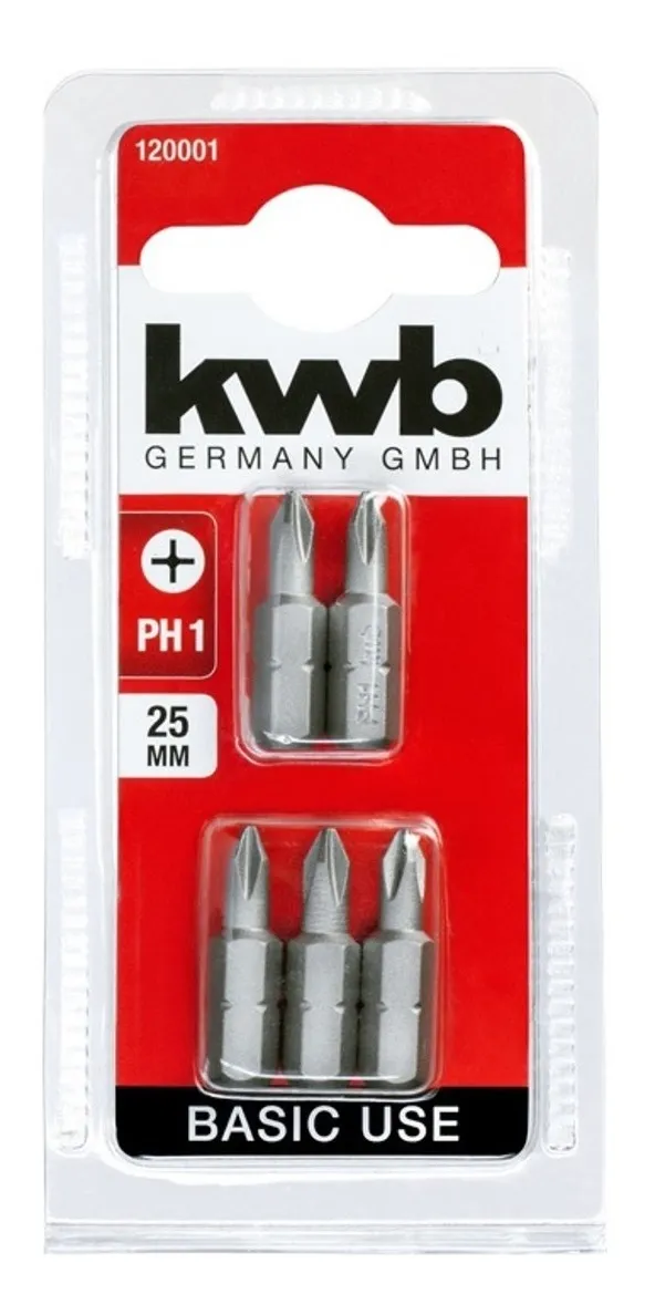 PUNTAS INDUSTRIAL STEEL BLISTER, 25?mm PH1 X 5 UNIDADES
