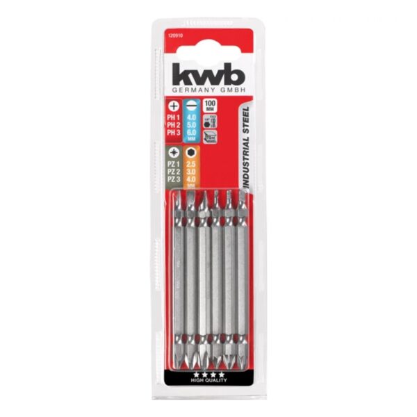 KIT DE PUNTAS DOBLES INDUS. STEEL, 1/4?, 6 PIEZAS. PH, PZ, PLANA Y HEX