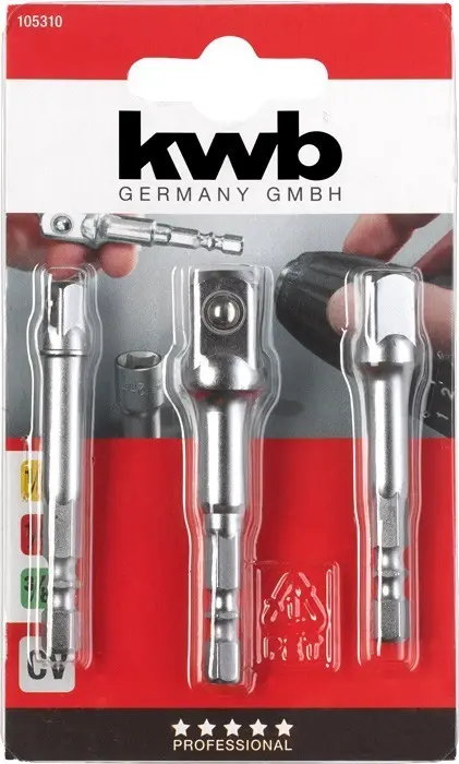 KIT DE ADAPTADORES, 3 PIEZAS: 1/4, 3/8, 1/2 VASTAGO HEXAGONAL 1/4.