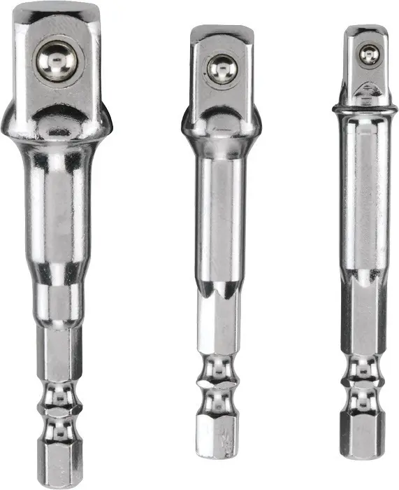 KIT DE ADAPTADORES, 3 PIEZAS: 1/4, 3/8, 1/2 VASTAGO HEXAGONAL 1/4.