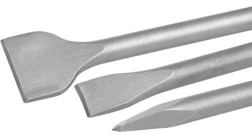 SET DE 3 CINCELES SDS MAX: 1 Cincel, 1 cincel pala ancha, 1 punta, 400 mm SDS MAX