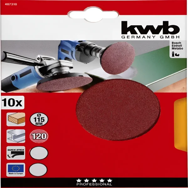 DISCOS PARA PLATO DE AMOLADORA CON SISTEMA QUICK-STICK - 115 mm 120 K SB (10 unidades)