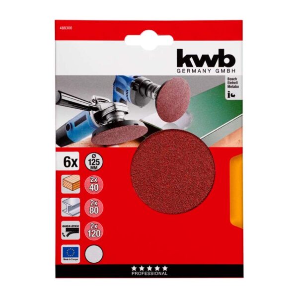 DISCOS ABRASIVOS, QUICK-STICK, CORIND?N PURO, ? 125 mm Surtido (5 unidades)