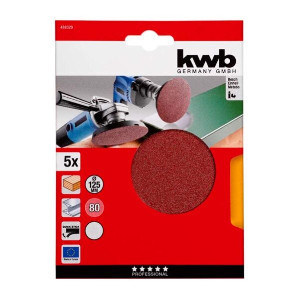 49488320 DISCOS ABRASIVOS, QUICK-STICK, CORIND?N PURO, ? 125 mm GR 80 (5 unidades)