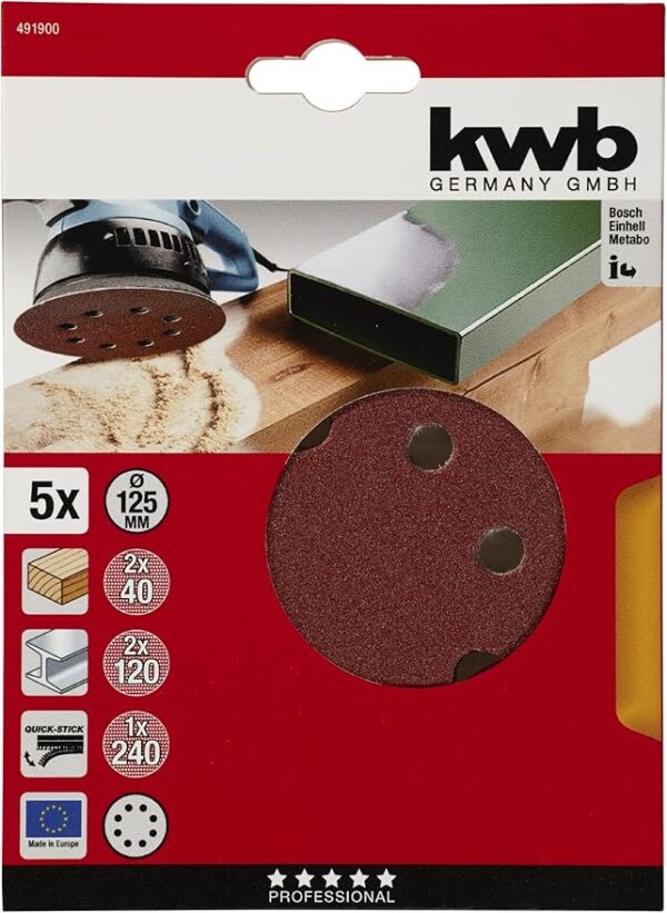 DISCO DE LIJA CON SISTEMA QUICK-STICK. (2x40, 2x120, 1x240) - 5 unidades