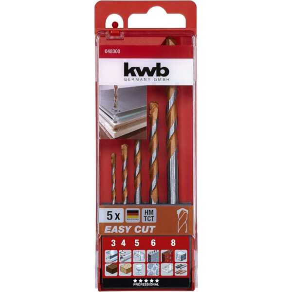 SET DE MECHAS PARA MADERA - 5 piezas. Incluye:  4.0, 5.0, 6.0, 8.0, 10 mm