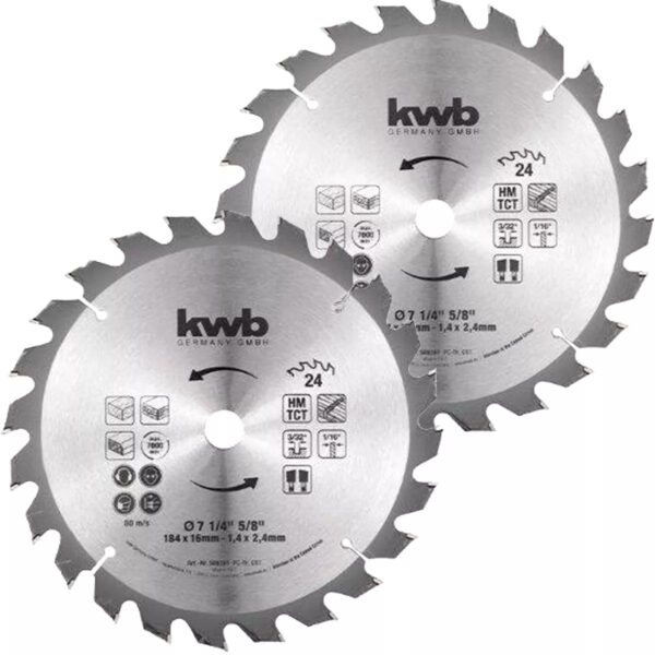 DISCO PARA SIERRA CIRCULAR 184 MM x 16 MM - 184 mm x 16mm 24 Dientes. (X 2 UNIDADES)