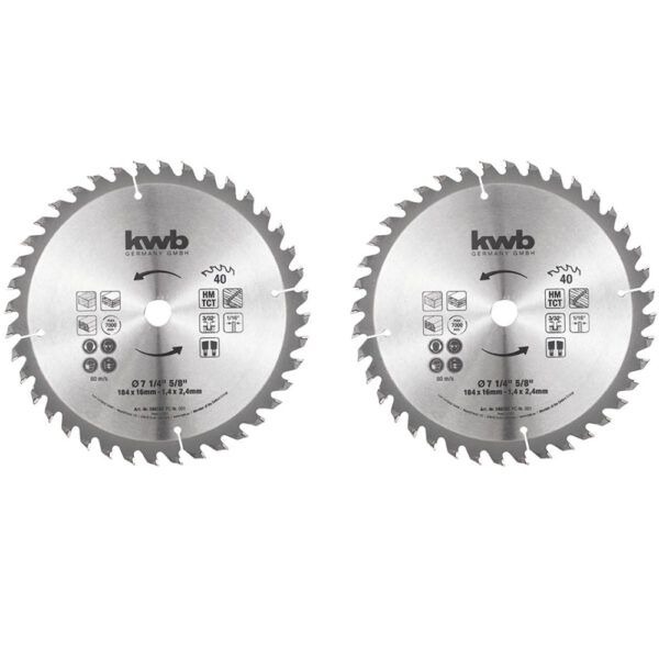DISCO PARA SIERRA CIRCULAR 184 MM x 16 MM - 184 mm x 16mm 40 Dientes. (X 2 UNIDADES)