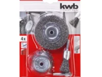 49597500 1 SET DE CEPILLOS DE ALAMBRE KWB DE 3 PIEZAS CON ALAMBRE DE ACERO ONDULADO PARA EL USO CON TALADROS A BATER?A