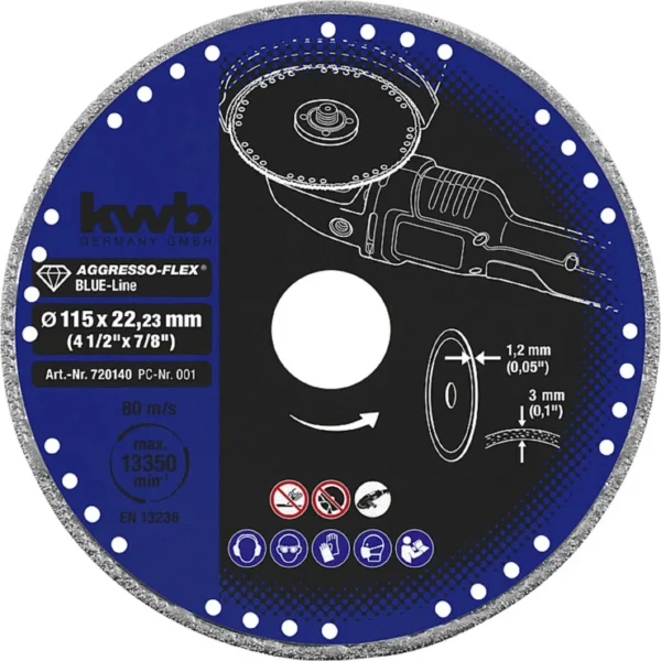 49720140 2 DISCO DE CORTE DE DIAMANTE AGGRESSO-FLEX? BLUE LINE PARA METAL - ? 115 x 22,23 x 1,4 MM