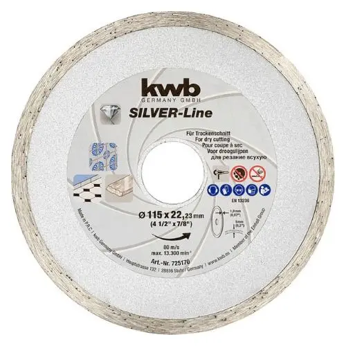 DISCO DE CORTE DE DIAMANTE CONTINUO SILVER LINE - 115 X 22,23 X 1,9 MM