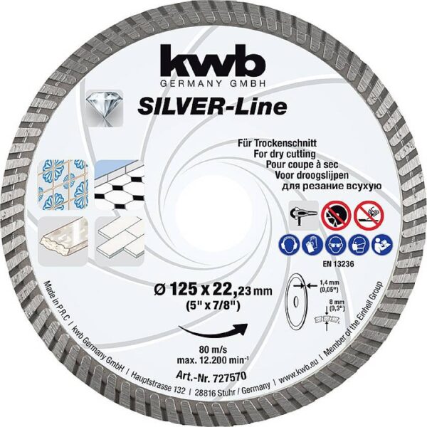 49727570 2 DISCO DE CORTE DE DIAMANTE, SILVER-LINE - ? 125 X 22,23 X 1,4 MM