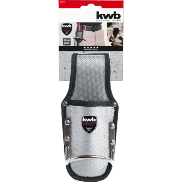 BOLSA PARA CINTURON con soporte de martillo fijo, calidad particularmente robusta, con soporte de metal lacado negro para colgar un martillo, para correas de hasta 7 cm de ancho, 95 x 200 mm.