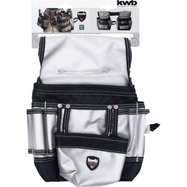 BOLSOS PORTA HERRAMIENTAS - Con cintur?n de nylon, calidad robusta, conjunto de fila de doble costura, con hilo plateado, incl. kwb WORK WEAR Label, 2 x 210 x 190 x 85 mm.