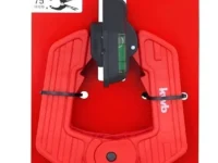Abrazadera de resorte con dos niveles de burbujas, para trabajos de encolado.