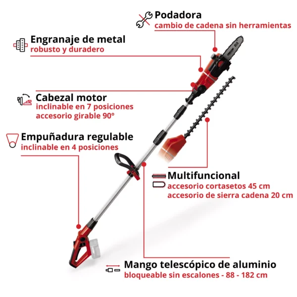 PODADORA Y CORTADORA DE ALTURA GE-HC 18 Li T Solo EXPERT