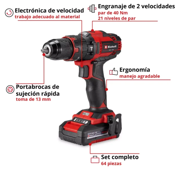 TALADRO PERCUTOR A BATER?A EN KIT TE-CD 18/40 Li-i +64 (1x2,0Ah) EXPERT