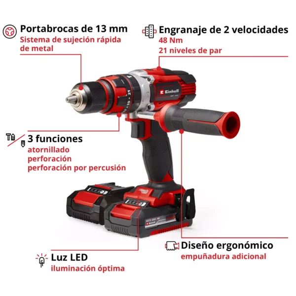 TE-CD 1848 Li-i (2x2,0Ah) 3 TALADRO PERCUTOR A BATER?A KIT TE-CD 18/48 Li-i (2x2,0Ah) EXPERT
