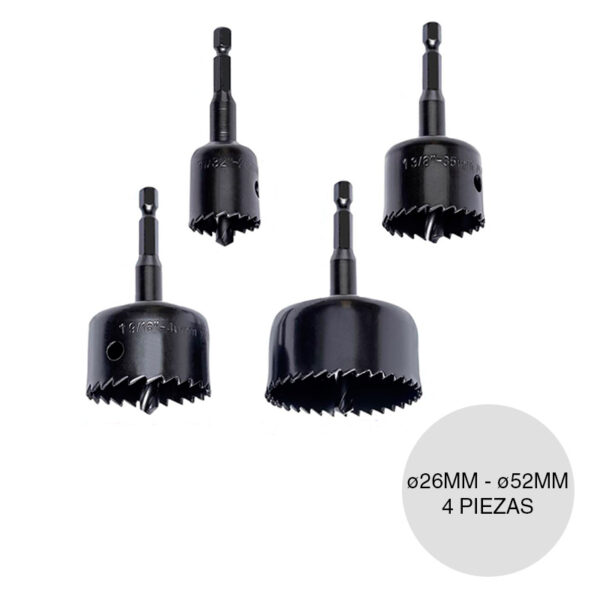 KIT COPAS PARA MADERA CON VASTAGO DE INSERCI?N 1/4, ? 26mm, ? 35mm, ? 40mm y ? 52mm