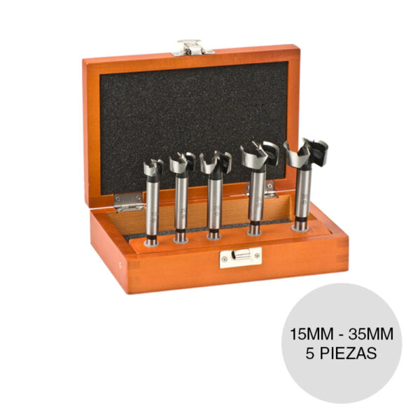 SET DE MECHAS FORSTNER, 5 PIEZAS: 15, 20, 25, 30, 35 mm