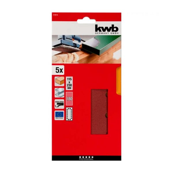 kwb-49818918 HOJA DE LIJA CON SISTEMA QUICK-STICK - GR 180 115 X 230 mm (5 unidades)
