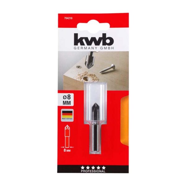 AVELLANADOR DE ACERO 5 FILOS ENCASTRE CILINDRICO PARA MADERA, 8 mm