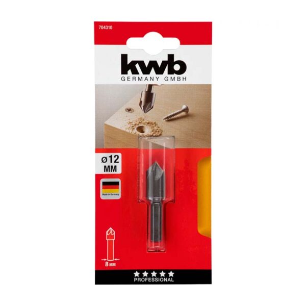 AVELLANADOR DE ACERO 5 FILOS ENCASTRE CILINDRICO PARA MADERA, 12 mm