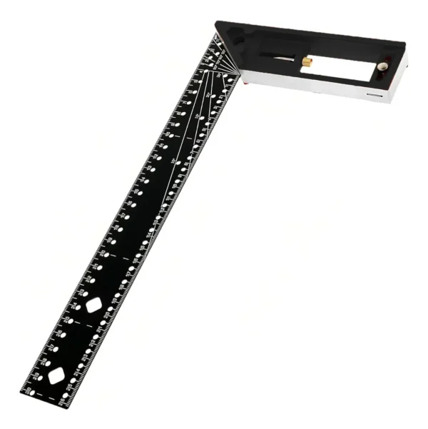 ESCUADRA CARPINTERO 300 mm. HEAVY DUTY
largo 300 mm. Permite realizar marcaciones en dif. Angulos en forma precisa.
Incluye soporte de borde y copiador para realizar marcaciones repetidas. Angulos pre marcados. Material aluminio.