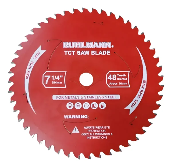 RU19000 1 HOJA WIDIA 7 1/4" P/METAL X 48 DT. Recubrimiento ceramico. materiales: acero inoxidable - hierro. Eje: 16 mm.