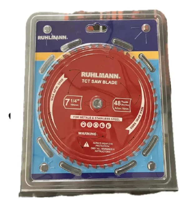 RU19000 2 HOJA WIDIA 7 1/4" P/METAL X 48 DT. Recubrimiento ceramico. materiales: acero inoxidable - hierro. Eje: 16 mm.