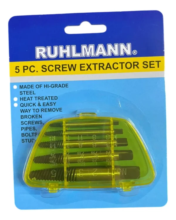 RU23050 JGO DE EXTRACTOR DE TORNILLOS 5PCS (3-6mm / 7-8 mm / 8-11 mm / 11-14 mm / 14-19 mm)
