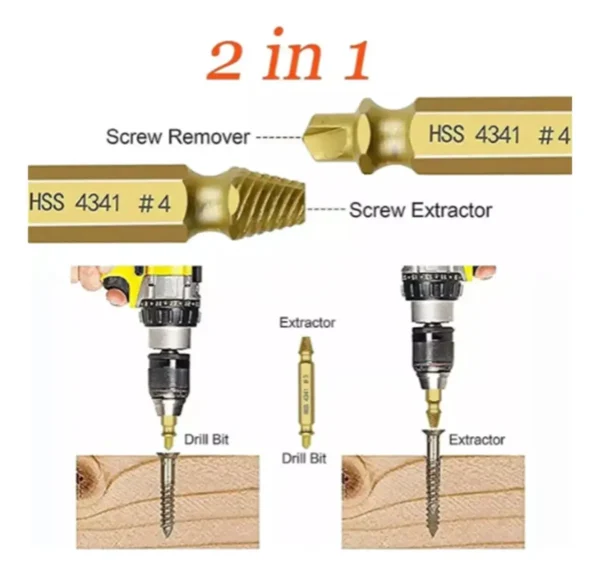 RU23051 2 JGO EXTRACTOR - MECHA DE TORNILLOS ZAFADOS X 4 PZS.