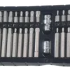 JGO de PUNTAS x 40 PZ TORX-ALLEN-MULTIESTRIA MATERIAL S-2. encastre: 3/8 y 1/2".
Multiestr?a x 30mm: 5, M-6, M-8, M-10, M-12. Multiestr?a x 75mm: 5, M-6, M-8, M-10, M-12
Torx x 30mm: 20, T-25, T-30, T-40, T-45, T-50, T55. Torx x 75mm"20, T-25, T-30, T-40, T-45, T-50, T55
Hexagonal x 30mm: 4, 5, 6, 7, 8, 10, 12mm. Hexagonal x 75mm: 4, 5, 6, 7, 8, 10, 12mm
Multiestr?a x 30mm: M-5, M-6, M-8, M-10, M-12. Multiestr?a x 75mm: M-5, M-6, M-8, M-10, M-12