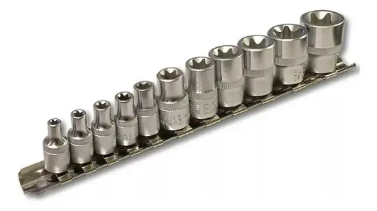 RU25102 1 JGO.TUBOS TORX HEMBRA 11 PC.ENC 1/4"-3/8" (1/4 X6-7-8. 3/8 X10-12-14-16-18-20-22-24)