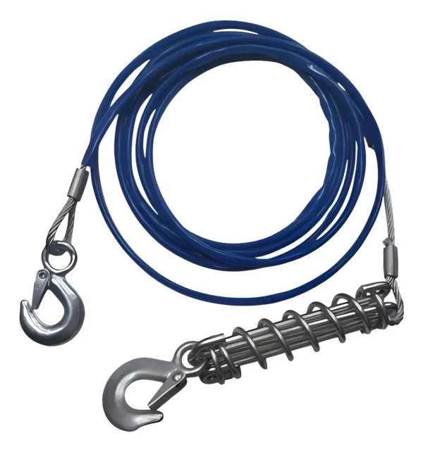 RU38160 1 CABLE DE ACERO REMOLQUE 8 mm x 4 mt. TN 3000kg. Usos: permite remolcar cualquier tipo de vehiculos.
Incluye 2 ganchos de sujecion con seguro.