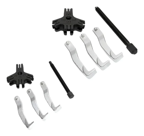 RU43166 2 KIT 10 PZ EXTRACTOR DE POLEAS Y ENGRANAJES INT Y EXTERIOR. 3" y 7".
Usos: excelente herramientas para demontar poleas, engranajes, cojinetes, volantes. Se puede utilizar con 2 o 3 patas interior y exterior.
Capacidad 3" largo tornillo 76 mm. Max aper. 78mm. torque: 2 tn. capacidad 7"largo tornillo 178 mm. Max aper 147 mm. torque 5 tn