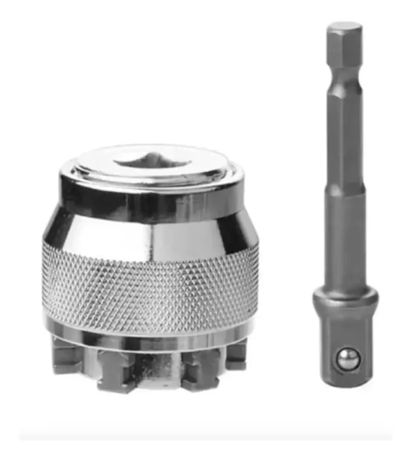 BOCALLAVE AJUSTABLE DE 10 a 19 mm - 3/8" a 3/4".
Incluye adaptador 1/4" x 3/8". Permite ajustar o aflojar tuercas y bulones de 10 a 19 mm o 3/8" a 3/4" sin necesidad de cambiar de tubo.