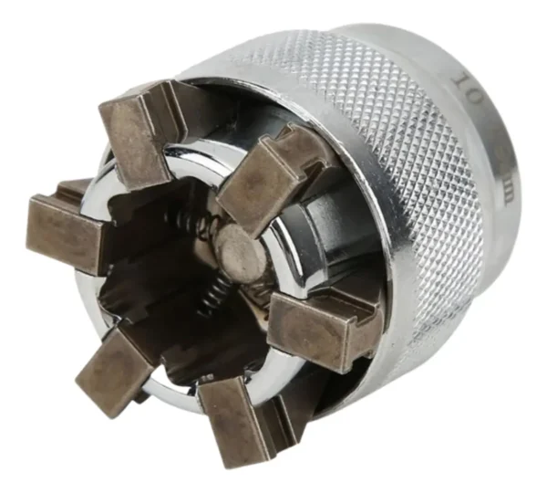 BOCALLAVE AJUSTABLE DE 10 a 19 mm - 3/8" a 3/4".
Incluye adaptador 1/4" x 3/8". Permite ajustar o aflojar tuercas y bulones de 10 a 19 mm o 3/8" a 3/4" sin necesidad de cambiar de tubo.