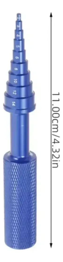 CONO EXTRACTOR DE RULEMANES INTERNOS DE 2 a 14 MM.
Permite sacar e instalar rodamientos internos de forma facil y precisa sin riesgo.
Ideal para autos, motos, bicicletas,  vehiculos a radio control, drones y juguetes. Medidas: largo 11 cm. Base: 1 cm.